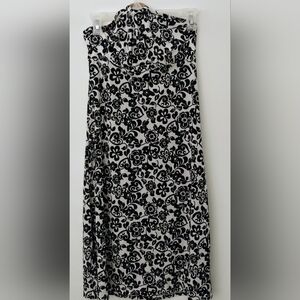 Black and White Ruched Pencil Midi Dress